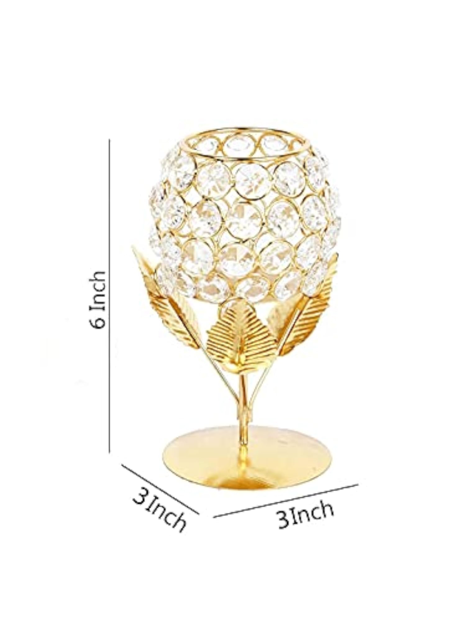 Gold Plated Crystal Candle Holder Tea Light Stand