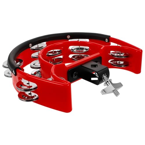 Homoyoyo Hi Hat Tambourine Drum Accessory with Double Row Jingles for Drum Sets, Bright Sound Mounted Percussion Instrument for Bell Accompaniment, Abs and Metal Material
