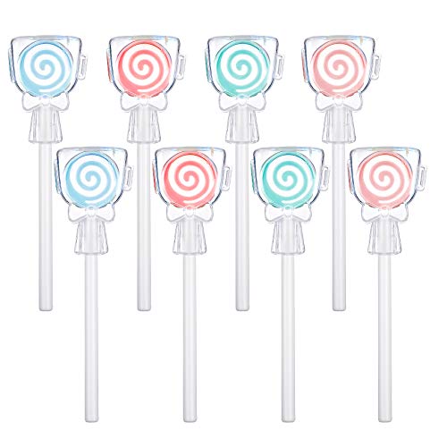 8 Pieces Baby Kids Tongue Scraper Cleaner Brush with Cover, Multi-color Tongue Brush Lollipop Shape Tongue Scraper for Kids Baby and Adults, Baby Oral Cleaner