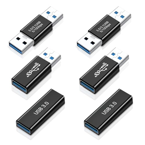 Lizoak USB 3.0 Adapter Set 6 St&uuml;ck, USB A Stecker zu Stecker, Buchse zu Buchse, Stecker zu Buchse, Geschlechtskonverter Kupplung, Verl&auml;ngerungsadapter Kompatibel mit USB 3.0/2.0/1.1/1.0