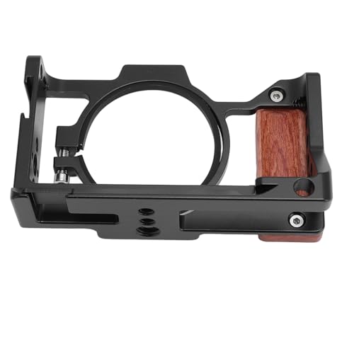 Image of Aluminum Camera Cage Stabilizer - Wood Handle with 3 /8in 1 /4in Threaded Holes for ZV-1 II ZV-1F