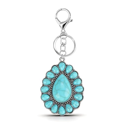 Angyape Boho Cowgirl Western Keychain Bag Charms for Handbags Purse Accessories Car Key Chain Turquoise Jewelry for Women