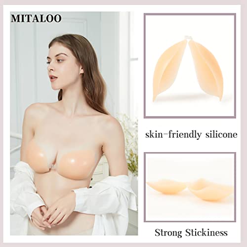 Mitaloo Adhesive Bra Silicone Sticky Bra Push Up Strapless Invisible Bra For Women Light Cream #TOP1
