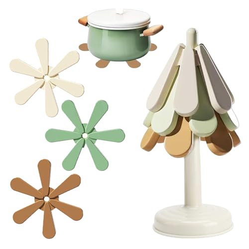 KJMYYXGS Silicone Tree Coasters and Trivets, Folding Tree Shaped Set for Hot Dishes, Pots and Pans