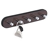 Pequeño porta llaveros con 5 perillas hechas de acero cromado o pulido, incluye tornillos y tapones de agujeros