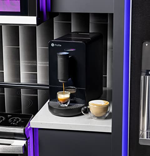 Image of GE Profile Automatic Espresso Machine | Brew in Less Than 90 Seconds | 20 Bar Pump Pressure for Balanced Extraction | Five Adjustable Grind Size Levels | WiFi Connected for Drink Customization | Black