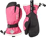 Hestra Ski Mittens for Kids: Waterproof C-Zone Cold Weather Winter 3-Finger Gloves, Fuchsia/Ivory, 5