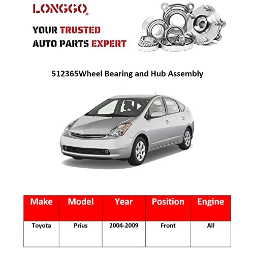 Longgo - 513265 Front Wheel Hub And Bearing Assembly Fit For 2004 2005 2006 2007 2008 2009 Prius - 5 Lug W/ 26 Spline #TOP4