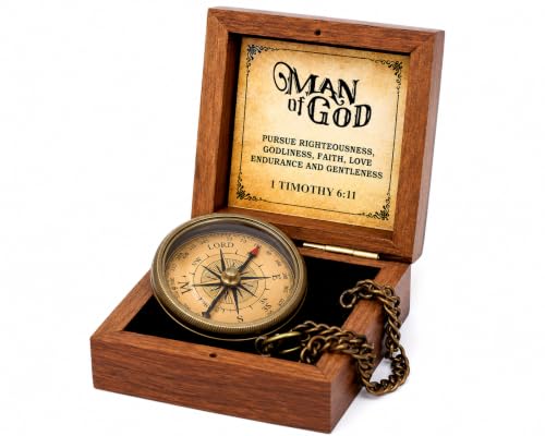 Brújula grabada con cita en caja de madera, regalo religioso para bautizo, pastor, graduación 2025, regalo para él, esposo, día del padre