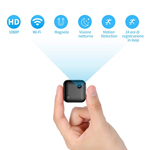 TDW - Cámara espía 1080P, Mini cámara inalámbrica WiFi con micrófono de detección de visión Nocturna, micrófono portátil de Bolsillo IP para iPhone Android Smartphone cámara Interior de Exterior