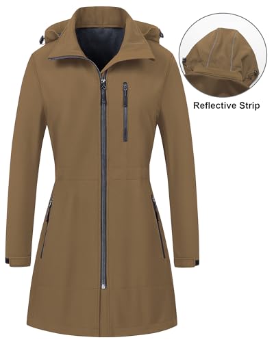 Image of CREATMO US Women's Lightweight Waterproof Long Softshell Tactical Jacket Fleece Lined Windbreaker