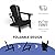 GLANC Folding Adirondack Chair Set of 2, HDPE All-Weather Outdoor Patio Fire Pit Chairs Lawn Chair for Poolside Backyard Deck Balcony, Wooden Textured with Cup Holder, 380LBS Capacity (Black)