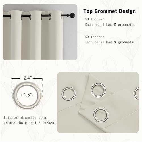 Image of Simplebrand Natural Kitchen Valances for Windows 18 Inches Long 2 Pack, Room Darkening Window Valances for Living Room, Grommet Short Straight Drape Kitchen Curtains for Bedroom Kids Room, 40Wx18L