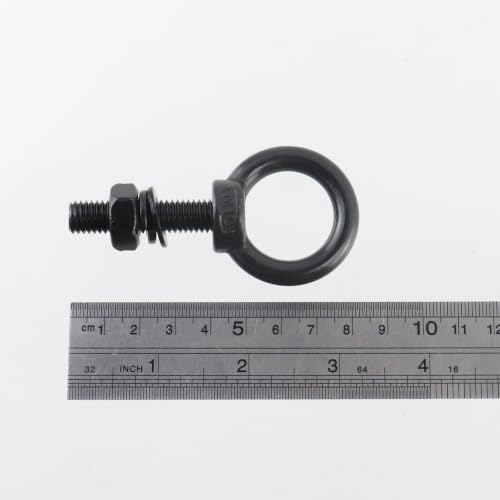 Image of Antrader Lifting Shoulder Eye Bolts,M10 Eye Bolt,M10 x 40mm,Black,6 Sets | Stainless Steel Eyebolts with Lock Nuts,Lock Washers,Flat Washers