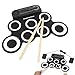 Naroote Roll up Electronic Drum Set for Kids Rechargeable Silicone Pad Practice Kit Built in Sound Effects with Pedals & Wooden Drumsticks, Long Playtime, Christmas Gift