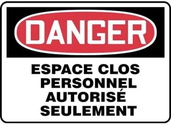 OSHA DANGER SAFETY SIGN CONFINED, Mfr: FRMCSP141XP-A