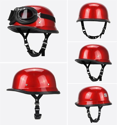 Casco de moto retro alemán half helmet con gafas para scooter 3