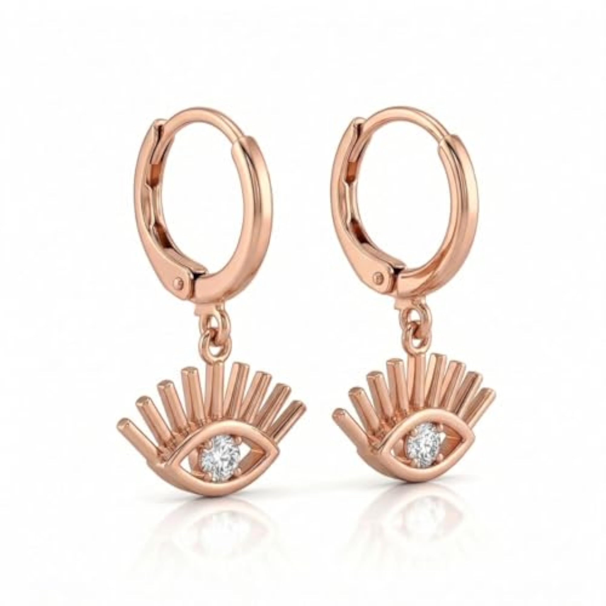 Tone Hoop Earrings Combo, 3 Pairs with CZ & Evil Eye Charm
