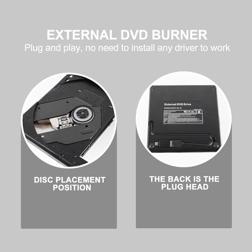KOMBIUDA External USB 3.0 Dvd Burner with Usb-c Portable Dvd Drive Rewriter for Laptop Desktop Optical Drive Compatible with Windows and Other Operating Systems - Image 4