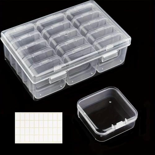 ZYHSLZ 15 Pcs Cajas de Plástico, Caja Almacenaje Mini Transparente con Tapa, Organizador Joyería, Cajitas para Joyeria, Contenedores Pequeños Organizadores, Para Pastillas,...