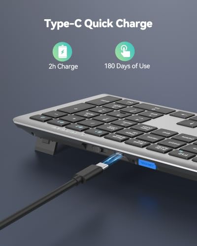 Image of TECKNET Bluetooth Keyboard Rechargeable 4-Device (2.4G+BT) Free Switching