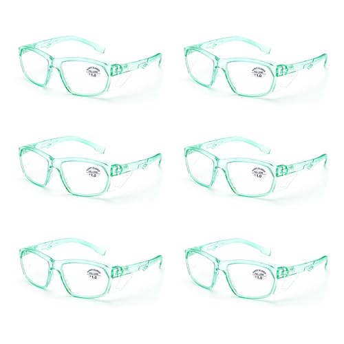 ProtectX Stylish Safety Glasses Anti-Fog Scratch Jade Readers 1.0-6PC