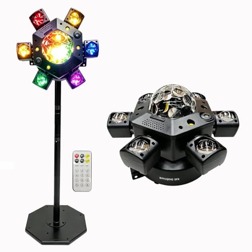 120W 6-Arm Moving Head Stage Light with Rotating Crystal Effects and Mounting Bracket