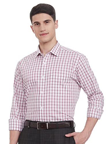 Image of Park Avenue Men's Pure Cotton Checks Pattern Slim Fit Semi Cutaway Collar Full Sleeve Formal Shirt