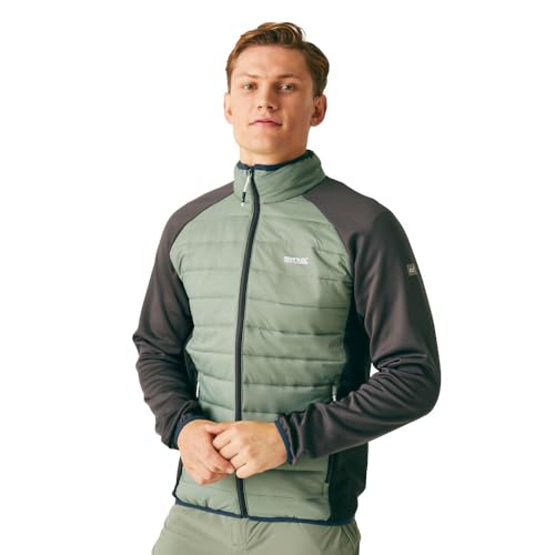 Regatta Chaqueta híbrida Acolchada con Cremallera Completa Abrigo, Verde Agave/Ceniza, 3XL para Hombre