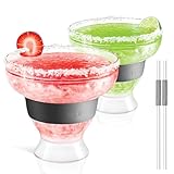 Picture of luxail Margarita Glasses, Plastic Margarita Glasses Set of 2, Double Wall Insulated, Stemless Freeze Cooling Cups With Gel, Chiller Set of 2 Grey, 12 Oz Capacity, Margarita gifts