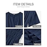 BTFBM Womens Summer 2025 Casual Midi Maxi Dresses Lightweight Short Sleeve V Neck Elastic Waist Boho Beach Dress Pockets - Image 4