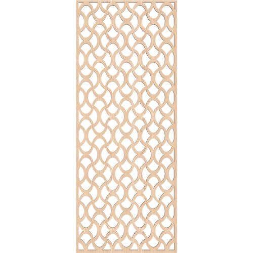 Image of 15 3 /8 inchW x 39 3 /8 inchH x 3 /8 inchT Resort Decorative Fretwork Wood Wall Panels, Red Oak