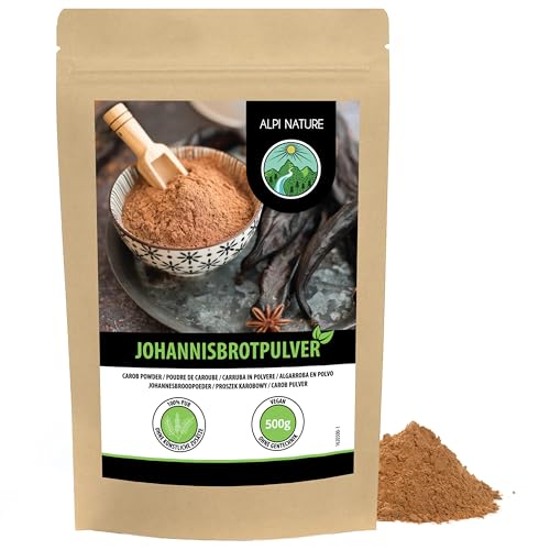 Alpi Nature - Alpi Nature Caroube Poudre 500g, Gousses de Caroube Séchées et Moulues, Edulcorant Naturel pour Pâtisserie