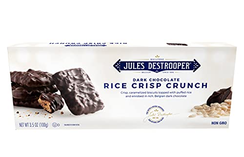 rice cookie - Jules Destrooper Dark Chocolate Rice Crisp Crunch - Caramelized Butter Biscuits, Kosher Dairy, Authentic Made In Belgium - 3.5oz