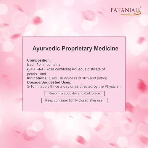 Image of Patanjali Divya Gulab Jal, Rose Water for Skin Care, Facial Toner, Hydrating Rose Essence 120ml (Pack of 8)