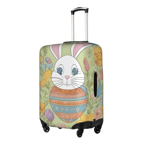 Easter Bunny Floral print Anti-scratch Luggage Cover, Luggage Protective Case, Washable Luggage Cover, Medium, White2