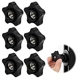 6 Pcs 5/16-18 Threaded Knob Nut, 5 Star Shaped Female Thread Knob with Sturdy PP and Stainless Steel Thread, Black Plastic Star Knobs Screw-On Clamping Knobs for Tool, Machinery & Equipment (5/16'-18)