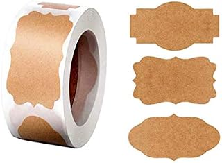 300 Gift Tag Labels, 1.2" x 2" Self-Adhesive Present Stickers, Natural Kraft Label Stickers, Removable Food Labels, Self-Adhesive Blank Labels for Gifts Glass Bottles Container by RuiChy