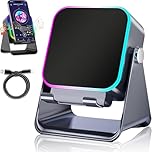 2026 New 5-in-1 Induction Bluetooth Speaker with Adjustable Phone Stand, Stereo Sound | Colorful Light | 5000mah Rechargeable, Induction Speaker for iPhone Android Ipad, Gifts for Men Women (Black)