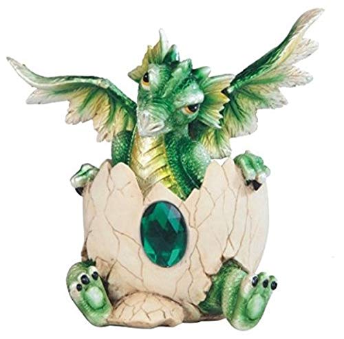StealStreet SS-G-71471 Dark Green Baby Dragon Eggshell with Gem Figurine, 5