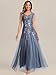 Ever-Pretty Women's Sequin V-Neck Formal Evening Dresses Cap Sleeves Ball Gowns Prom Dress Dusty Blue US10