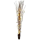 gartenmoebel-einkauf Weihnachtsdeko Weidenäste 120cm in der Farbe Vintage-grau, mit 40 LED warmweiss, Batteriebetrieb