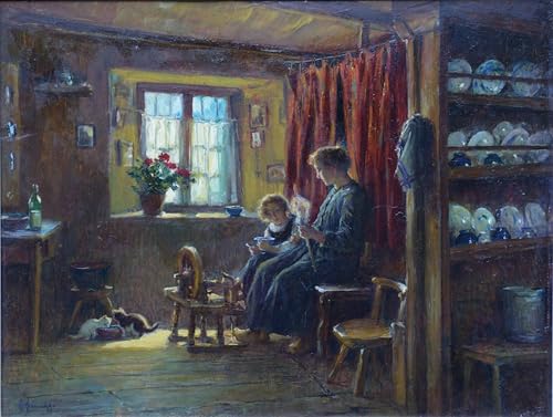 Cuadro en lienzo de 60x90cm con pintura de Cesare Saccaggi para decoración de pared de dormitorio