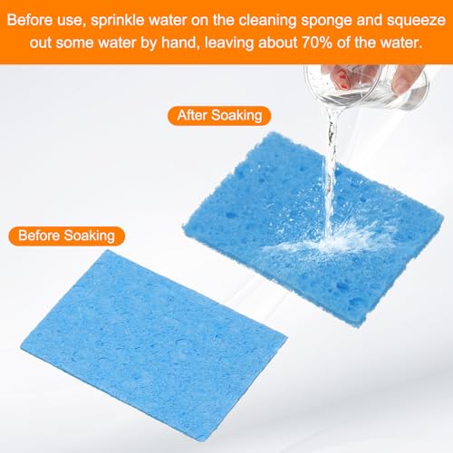 Image of HARFINGTON 4pcs Soldering Iron Cleaning Sponge 1.97 inch x 1.38 inch Replacement Sponge High Temperature for Cleaning Welding Soldering Iron Tip, Blue