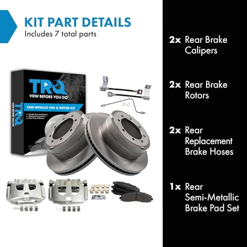 Image of TRQ Brake Pad & Rotor Kit Semi-Metallic Compatible with 2017-2019 Ford F-350 Super Duty