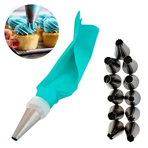 Kit Confeiteiro Weemsbox Com Saco de Silicone Para Confeitar Bolos Sobremesas 12 Bicos inox