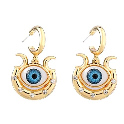 ABJFJE Brincos pendentes de olho turco em tom dourado delicado com zircônia e olho, brincos para mulheres, meninas, joias perfeitas para festas, formatura e noite, Cristal Metal, não conhecido