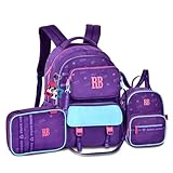 Mochila com Lancheira e Estojo Box Kit Escolar Feminino Rebecca Bonbon (Roxo)