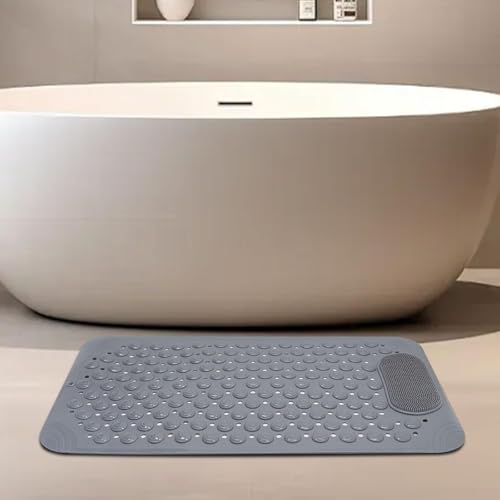 Image of Charge -X Anti Slip Bath Mat with Foot Scrubber for Bathroom | 2-in-1 Silicone Shower Mat with Suction Cups & Drainage Holes | Deep Cleaning Foot Scrubber Massage Mat (70 x 35 cm
