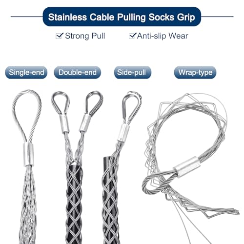 MECCANIXITY 50-63mm OD Cable Pulling Socks Grip 1m Double Head Side Pull Wire Mesh Puller Socks Grip Stainless Steel Wire Pulling Tools by MECCANIXITY - Image 6